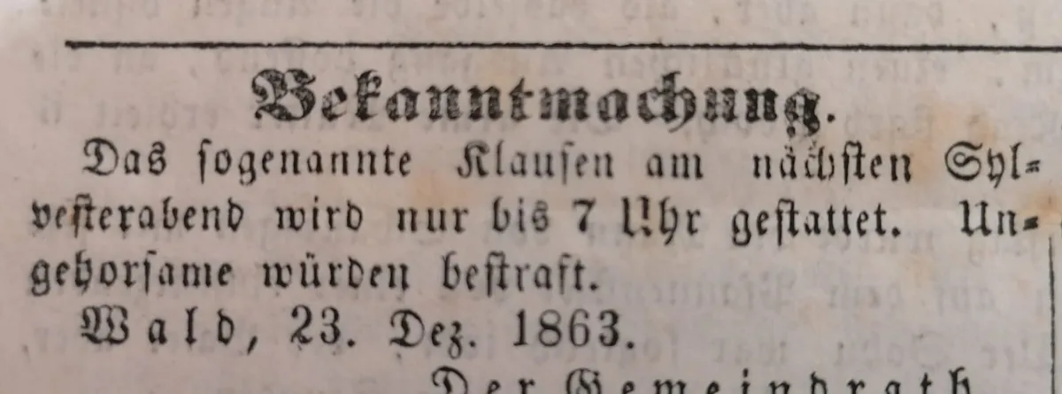 Ein Zeitungsartikel von 1863.